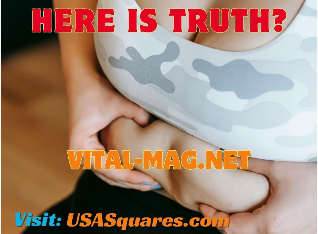 Close-up of a woman holding belly fat, exploring health myths and truths on the://vital-mag.net blog