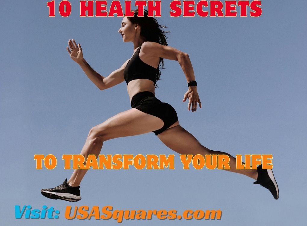 Athletic woman leaping against a clear blue sky - 10 health secrets to transform your life