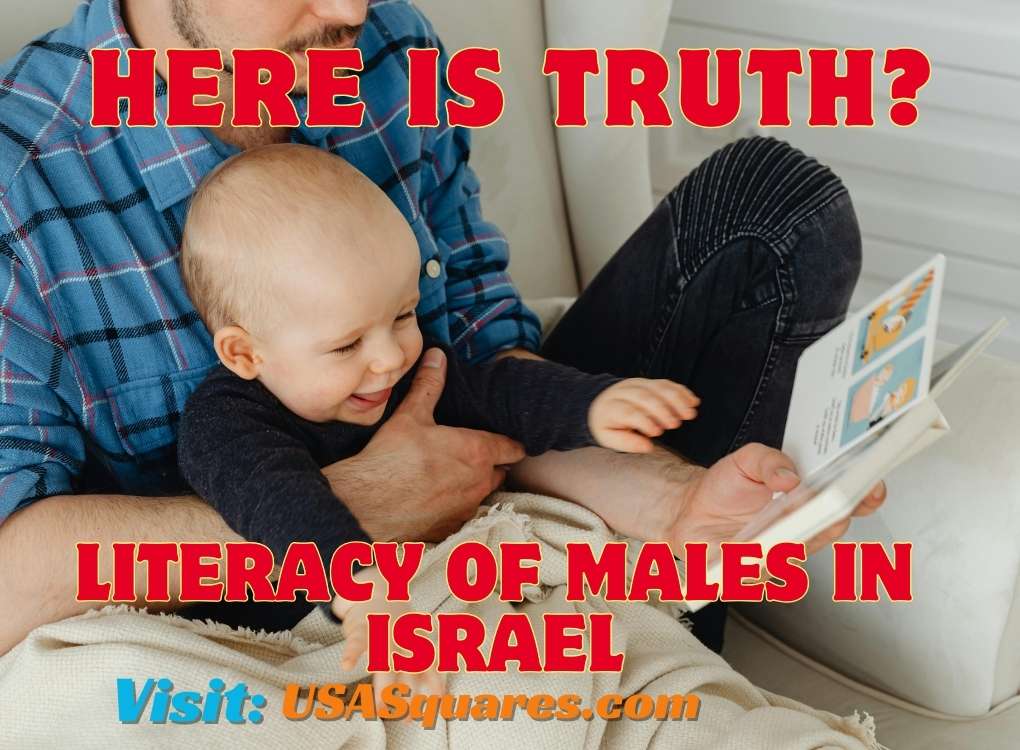 Father carrying son, symbolizing the importance of education and literacy of males in Israel.