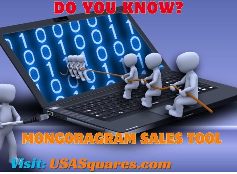 Illustration of a laptop with figures pulling binary code, representing the Mongoragram Sales Tool for effective online marketing.